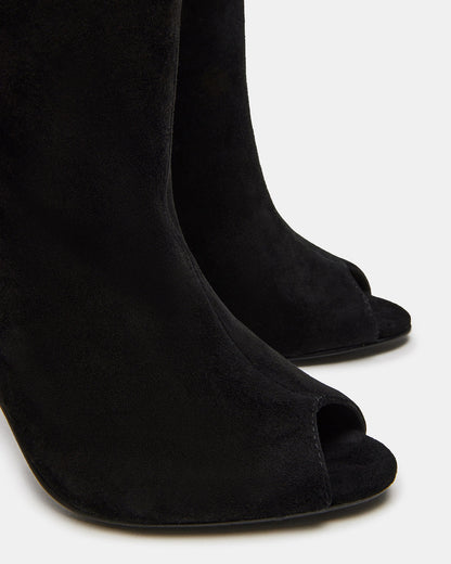 PEGGIE Black Suede Stiletto Heel Peep Toe Women's Boots