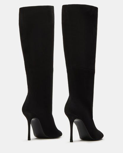 PEGGIE Black Suede Stiletto Heel Peep Toe Women's Boots