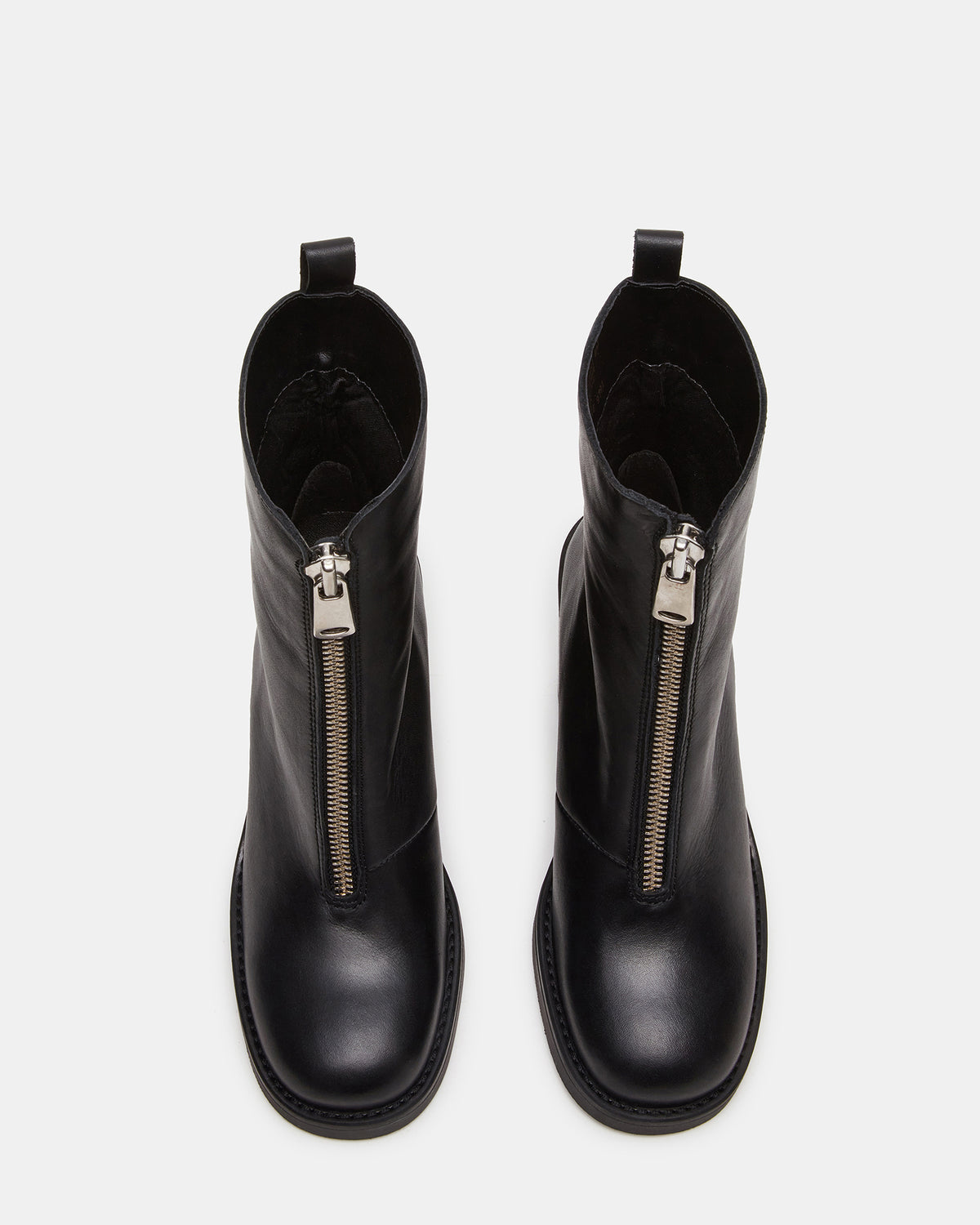DECLAN Black Leather Block Heeled Ankle Boot | Women's Booties