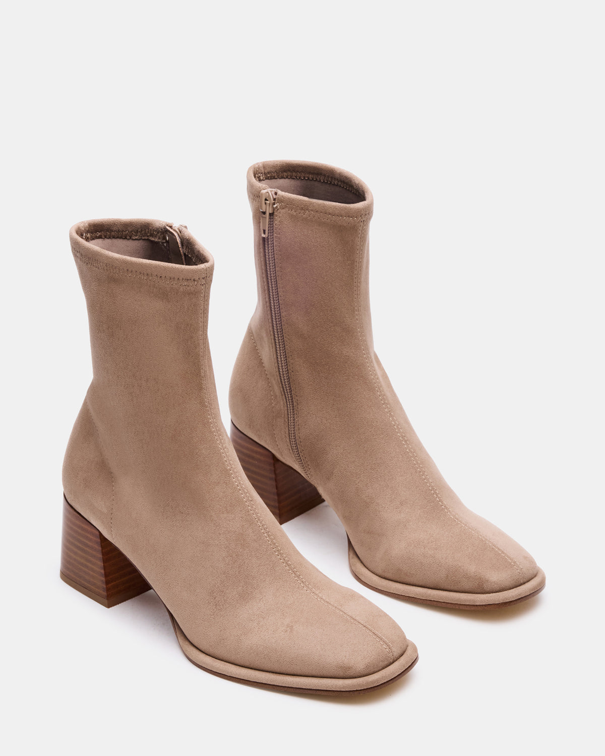 PAMMY Taupe Square-Toe Block Heel Women's Ankle Boot