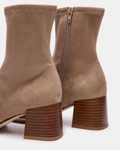 PAMMY Taupe Square-Toe Block Heel Women's Ankle Boot