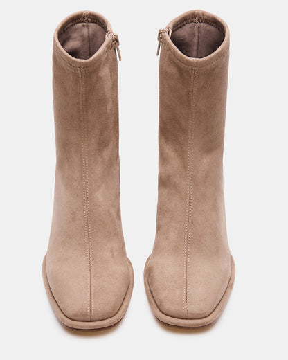 PAMMY Taupe Square-Toe Block Heel Women's Ankle Boot