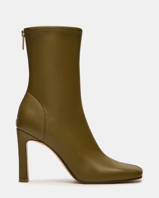 KHELAN Olive Square-Toe Heeled Women's Ankle Boot