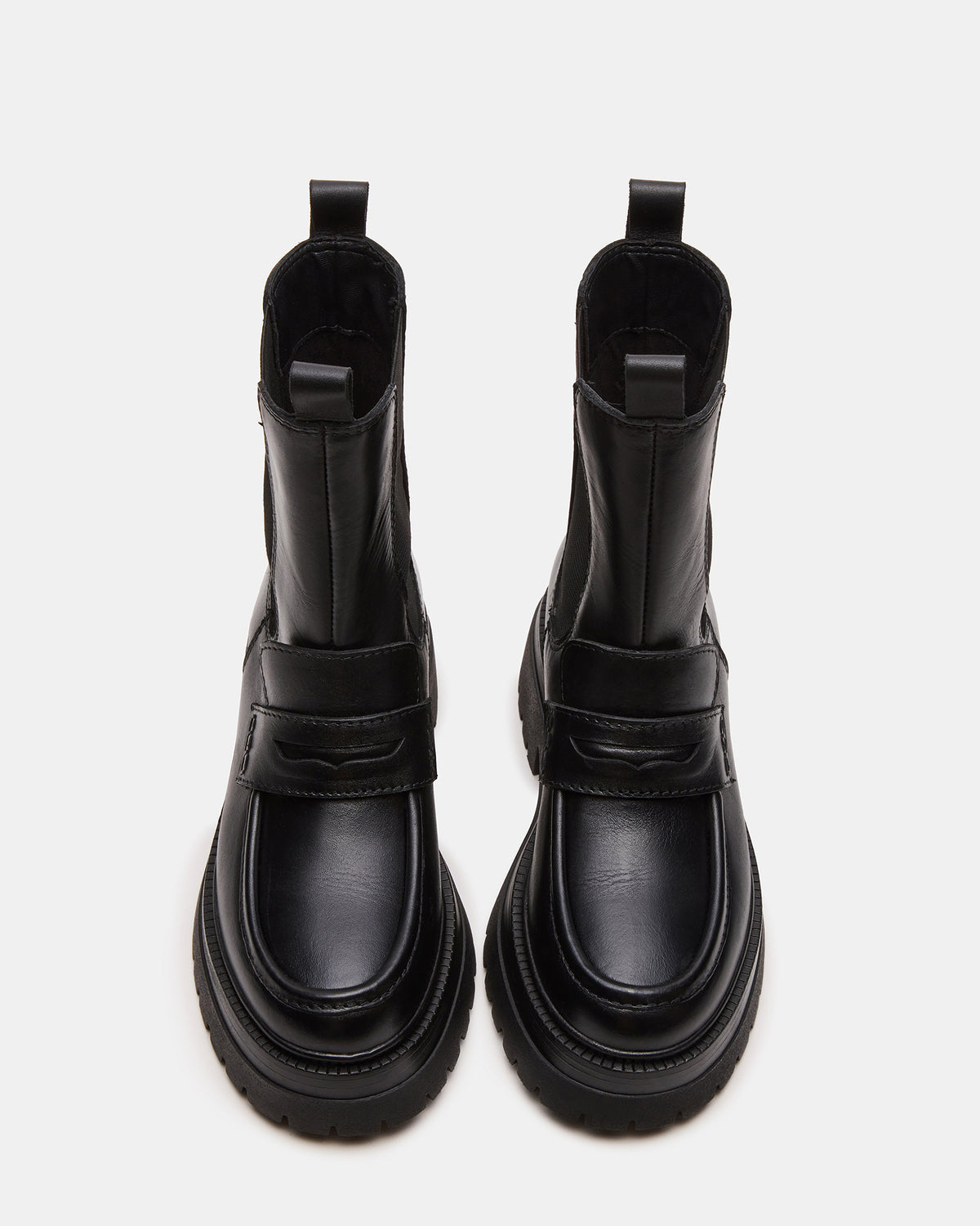 CONWAY Black Leather Platform Lug Chelsea Women's Ankle Boot
