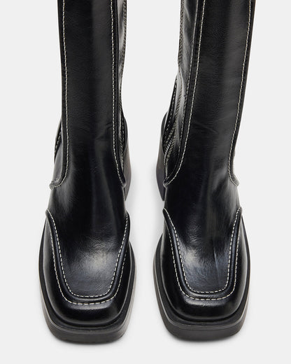 ALTER Black Patent Square-Toe Platform Block Heel Women's Ankle Boot