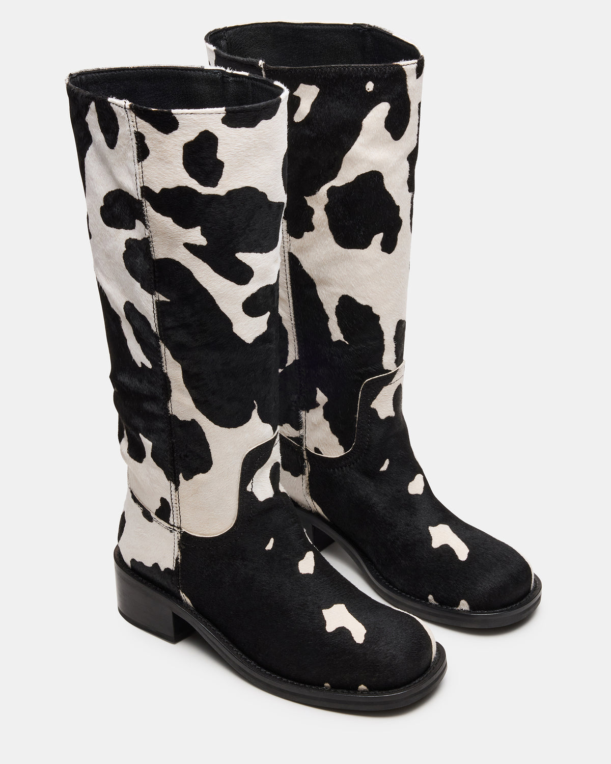 RIGGS Black Cow Print Wide Calf Square-Toe Women's Boot