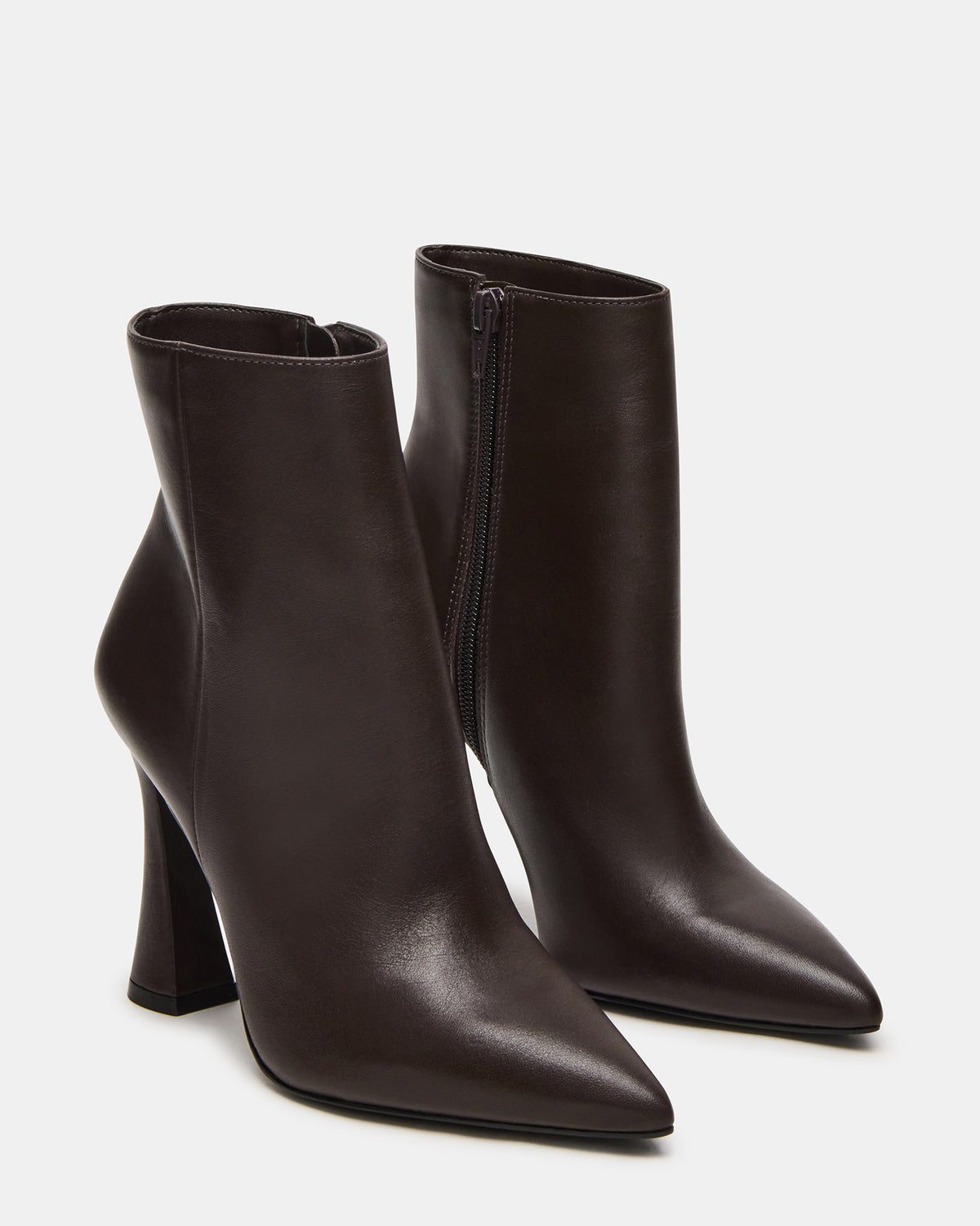 BOLERO Brown Leather Pointed-Toe Heeled Women's Ankle Boot