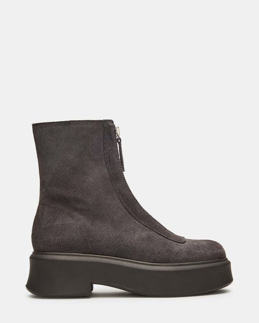 JONES Grey Suede Zipper Lug Women's Ankle Boot
