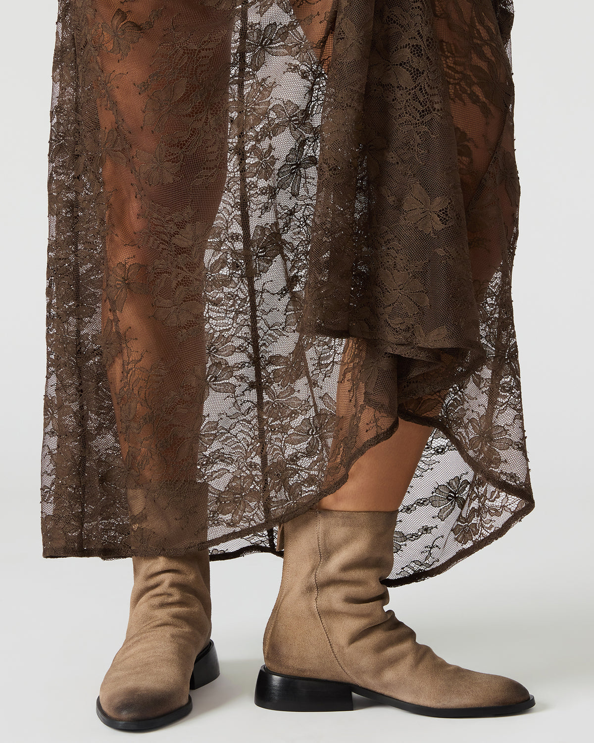 NEXIE Taupe Suede Women's Pointed-Toe Ankle Boot