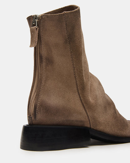 NEXIE Taupe Suede Women's Pointed-Toe Ankle Boot