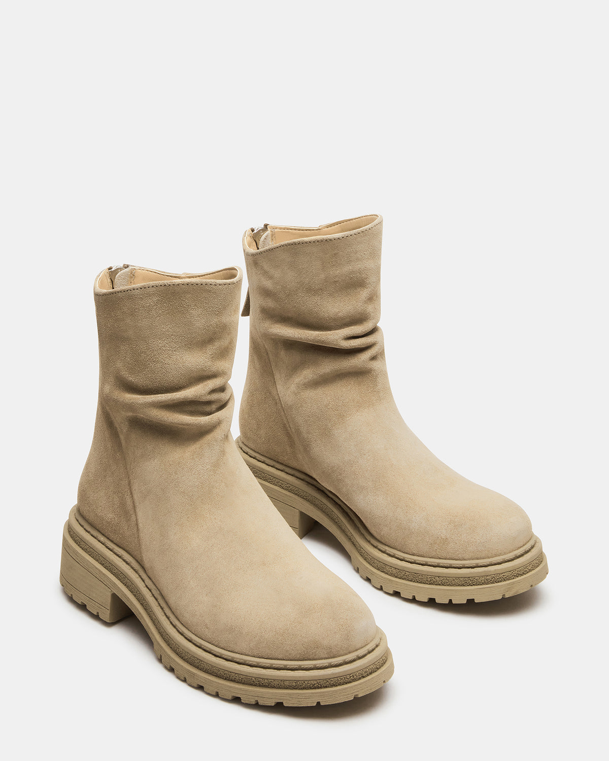 ESSENTIAL Taupe Suede Scrunched Ankle Boot | Women's Booties