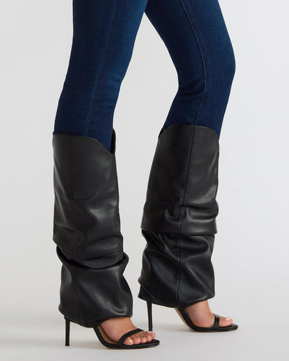 RAVINE Western Tan Suede Knee-High Cuffed Stiletto Heel Women's Boot