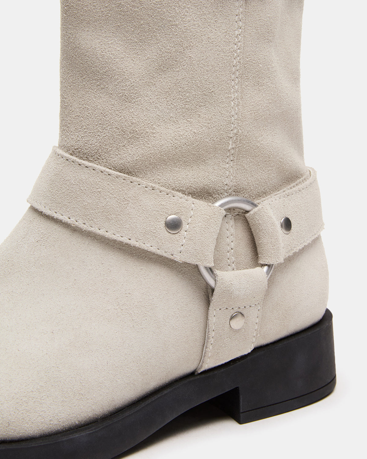 LANI White Suede Women's Moto Ankle Boot