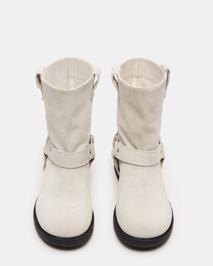 LANI White Suede Women's Moto Ankle Boot