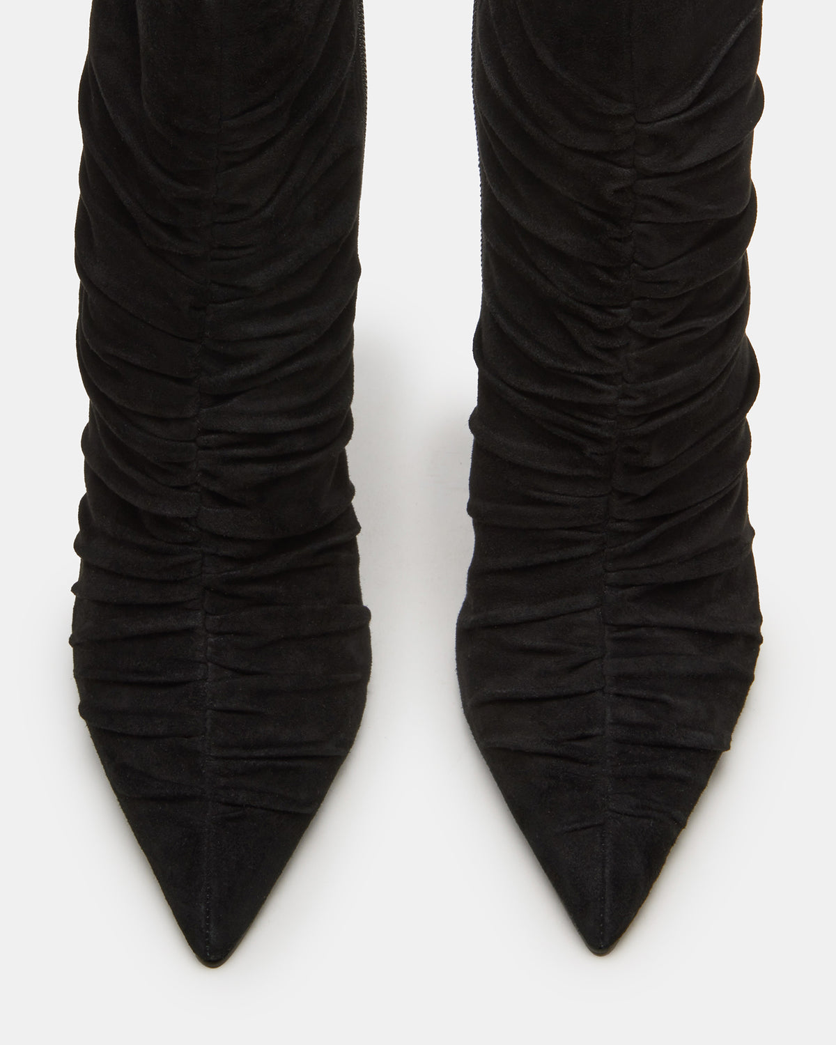 TEASE Black Suede Ruched Pointed Toe Ankle Boot | Women's Booties