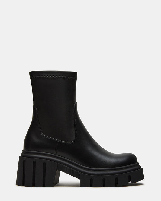 BOOMBA Black Lug Sole Ankle Boot | Women's Booties