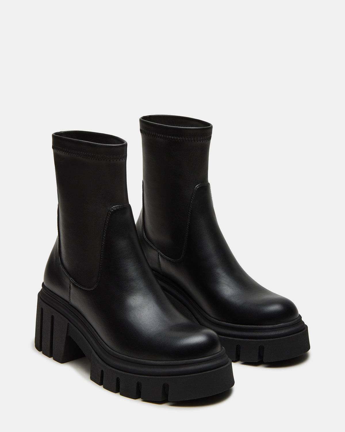 BOOMBA Black Lug Sole Ankle Boot | Women's Booties