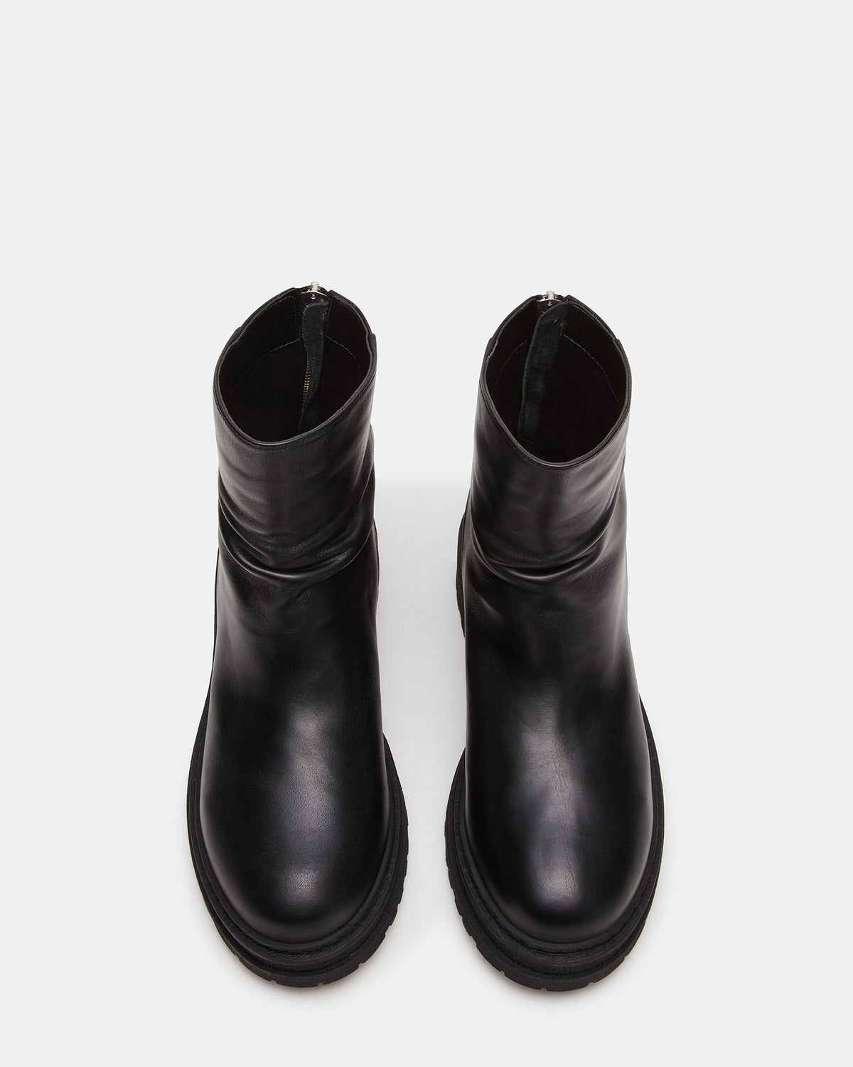 ESSENTIAL Black Leather Scrunched Ankle Boot | Women's Booties