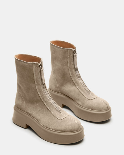 JONES Light Grey Zipper Lug Women's Ankle Boot