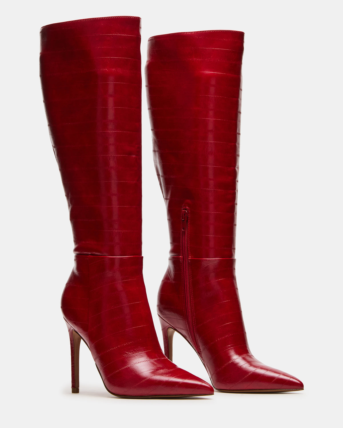 NITRO Red Eel Wide Calf Pointed-Toe Stiletto Heel Knee-High Women's Boots
