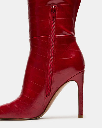 NITRO Red Eel Wide Calf Pointed-Toe Stiletto Heel Knee-High Women's Boots