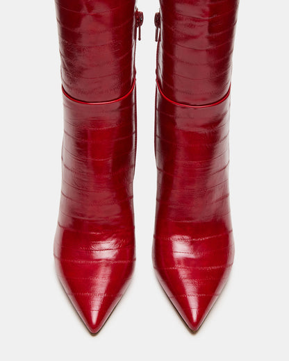NITRO Red Eel Wide Calf Pointed-Toe Stiletto Heel Knee-High Women's Boots