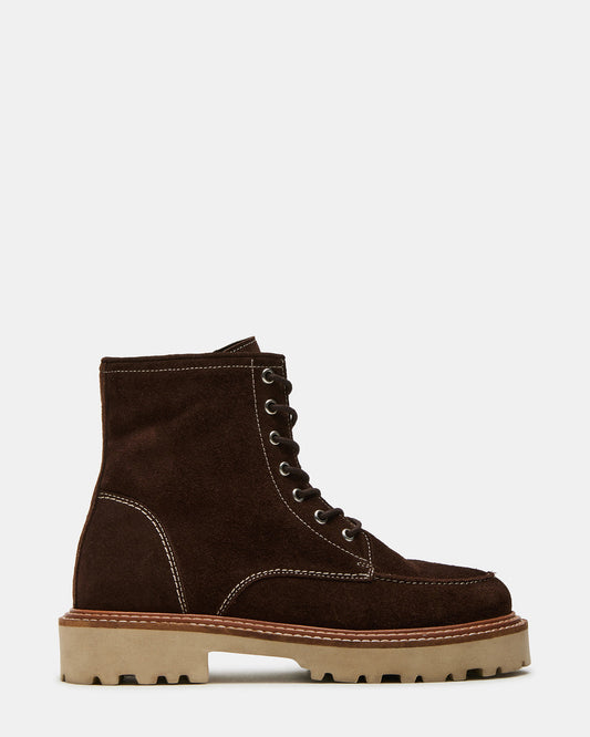 FOREST Brown Suede Lug Ankle Boot | Women's Booties