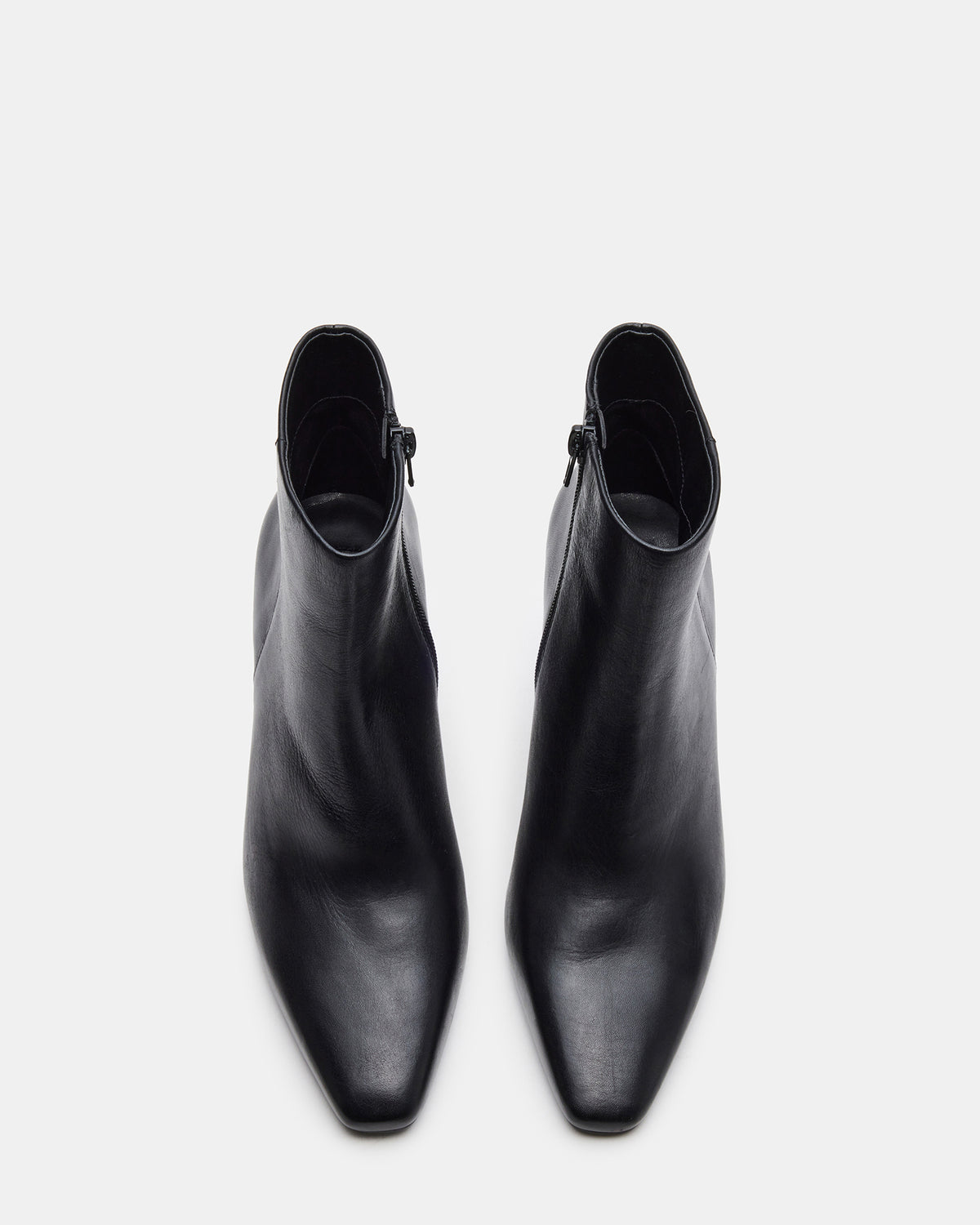 AIDAN Black Leather Block Heel Ankle Boot | Women's Booties