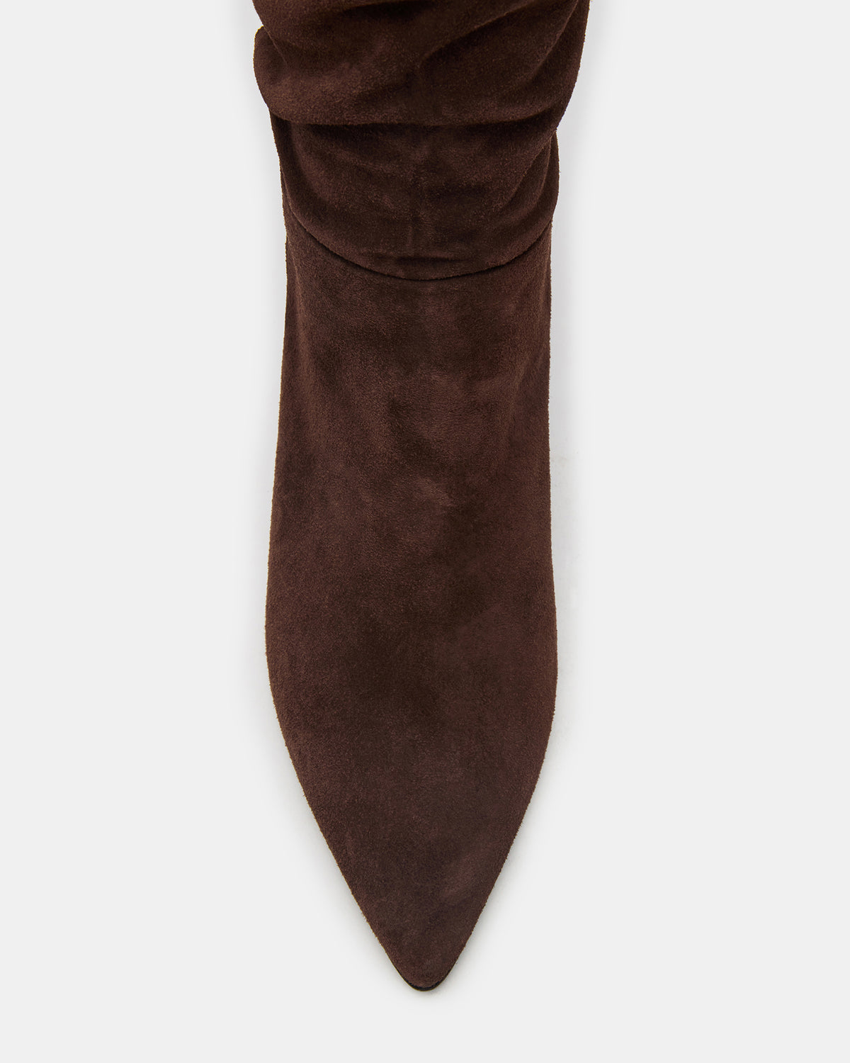 LINGER Brown Suede Pointed-Toe Over-The-Knee Heeled Women's Boot