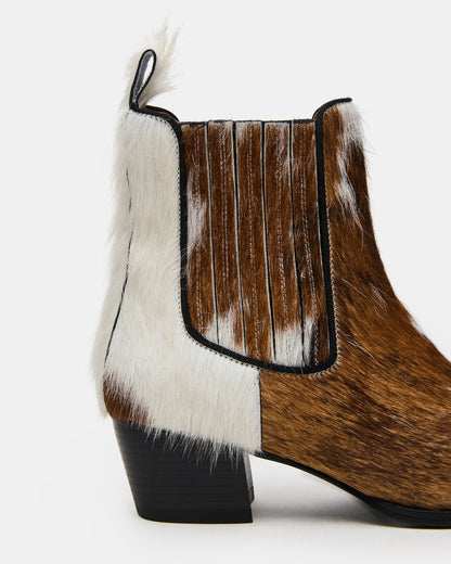 ALFONSA Brown Multi Chelsea Block Heel Women's Ankle Boot
