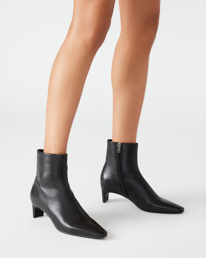 DELVIE Black Leather Kitten Heel Ankle Boot | Women's Booties