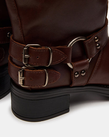 ASTOR Brown Leather Wide Calf Knee-High Women's Boot