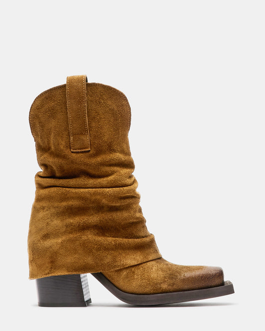PIA Chestnut Suede Cuffed Boot | Women's Booties