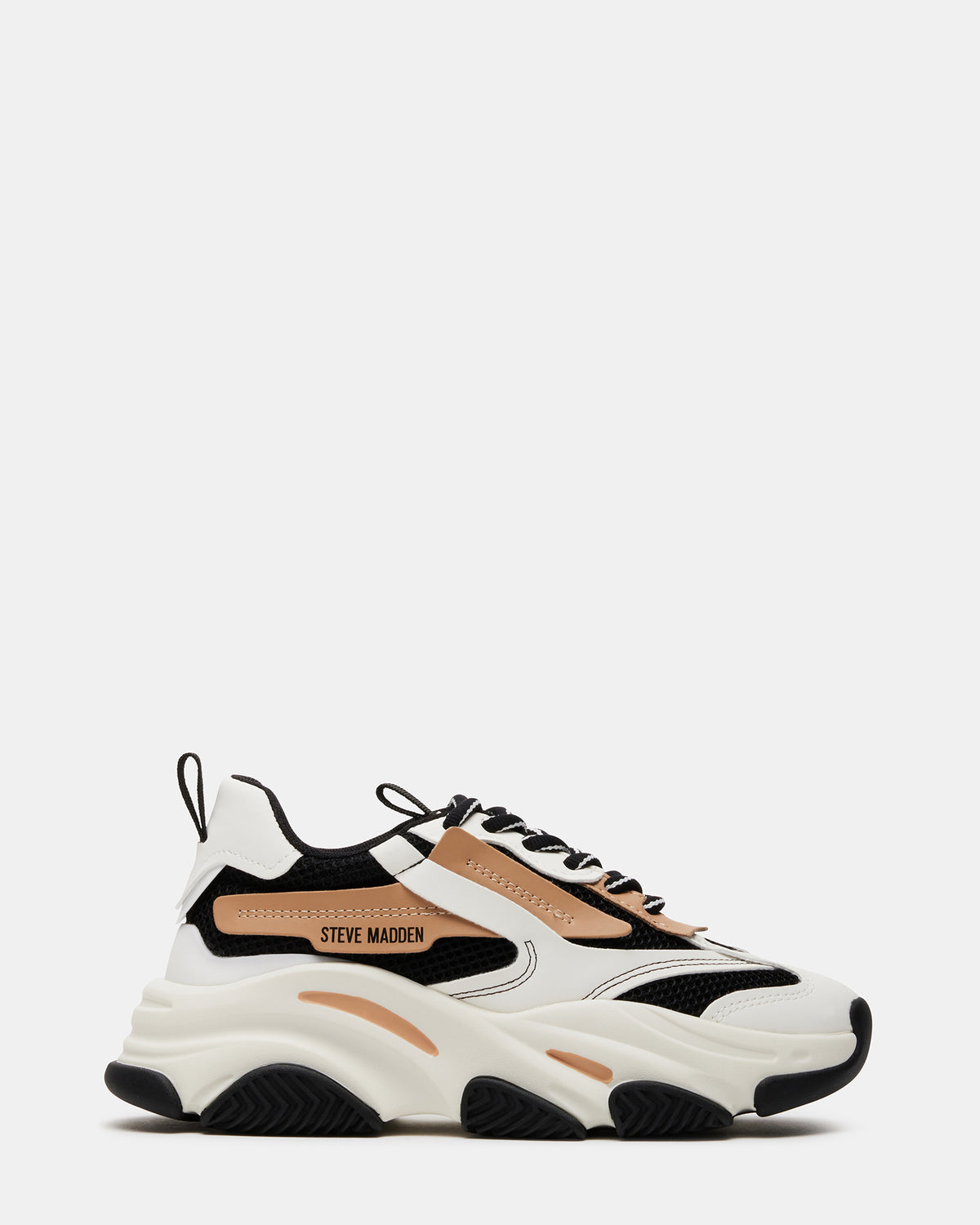 POSSESSION Black/Tan Platform Lace-Up Women's Sneaker