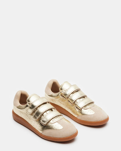 MOMENTUM Gold Velcro Low-Top Women's Sneakers