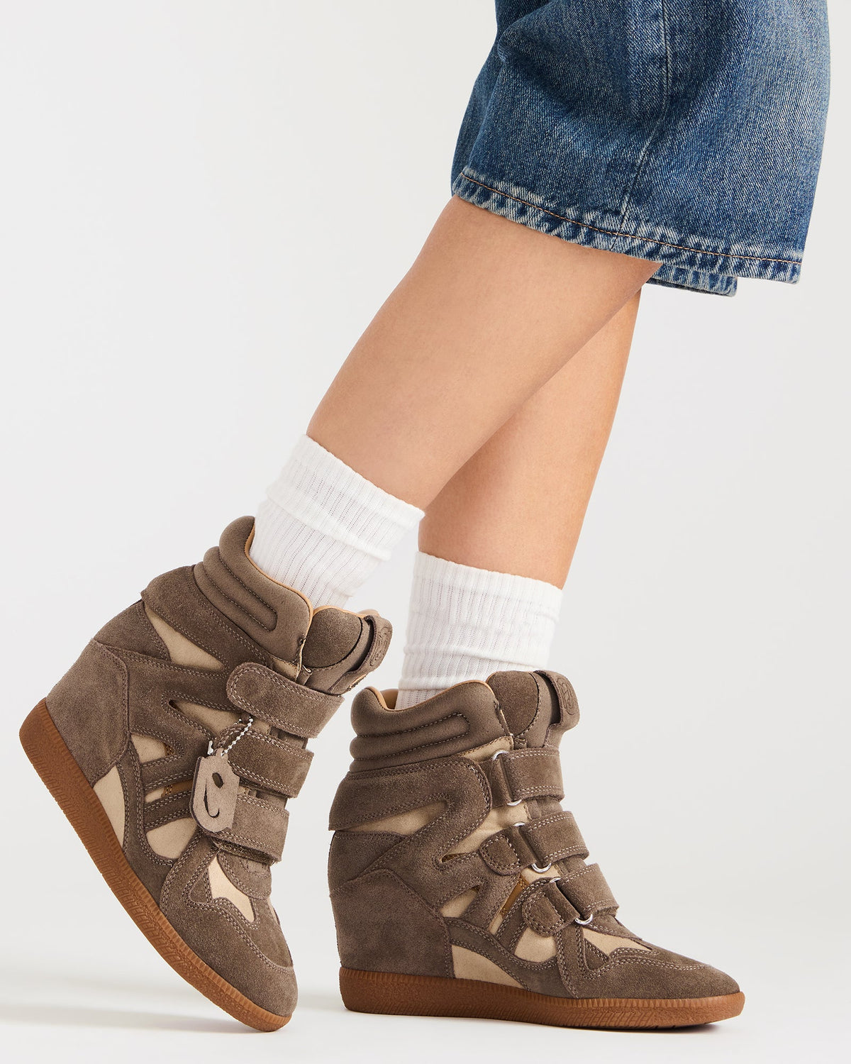 MAVIS White Suede High-Top Velcro Women's Sneaker