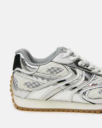 PAGER Silver Multi Low-Top Lace-Up Mesh Women's Sneaker