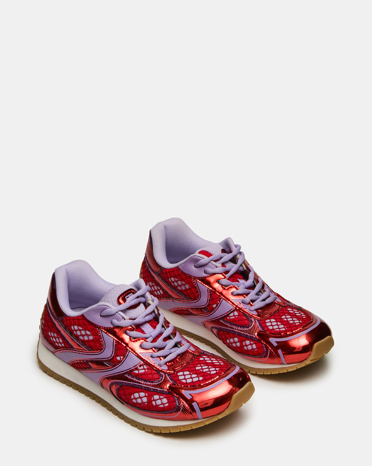PAGER Red Multi Low-Top Lace-Up Mesh Women's Sneaker