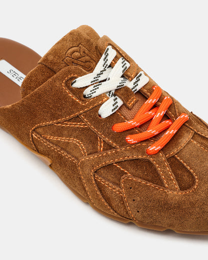 AZIEL MULE Chestnut Suede Low-Top Lace-Up Slip-On Women's Sneaker