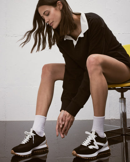 CAMPO Black/White Lace-Up Women's Sneaker