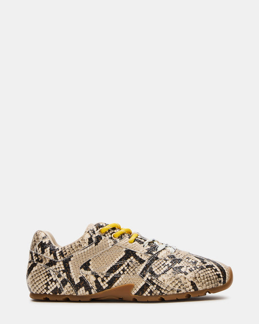 AZIEL Tan Snake Low-Top Lace-Up Women's Sneakers