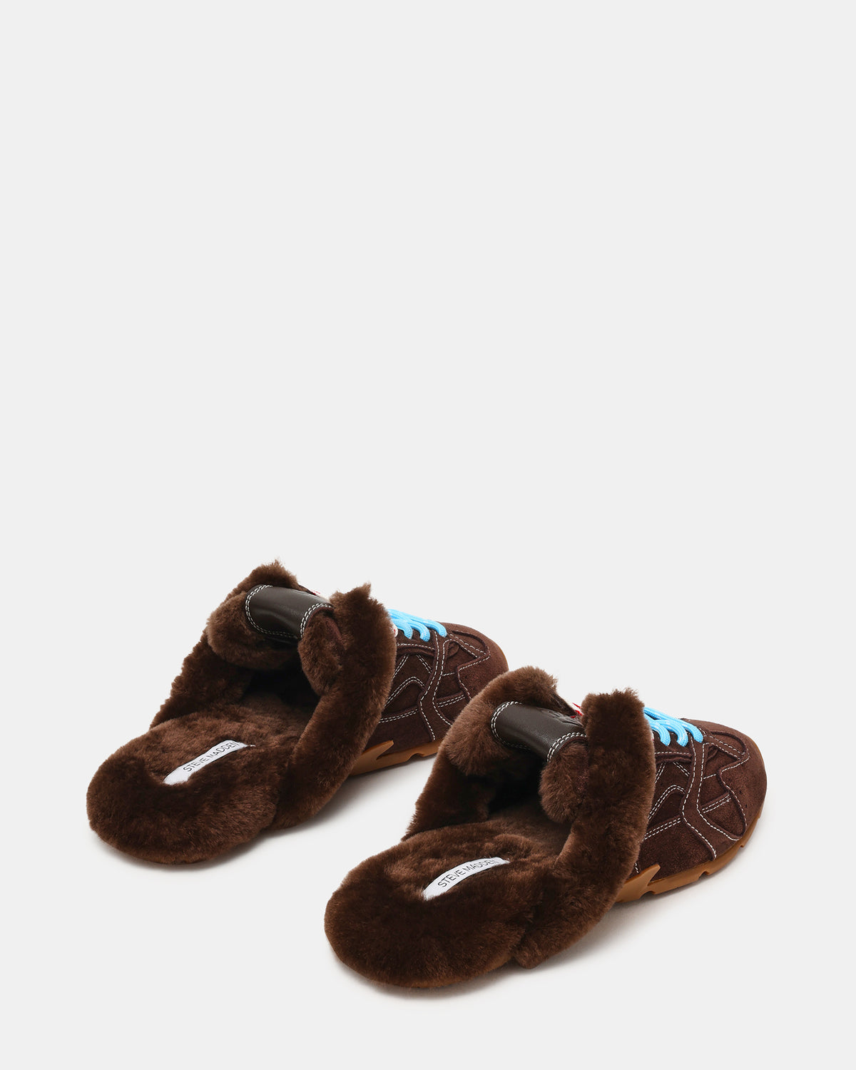 AZIEL MULE Faux Fur Chocolate Brown Suede Low-Top Lace-Up Slip-On Women's Sneaker