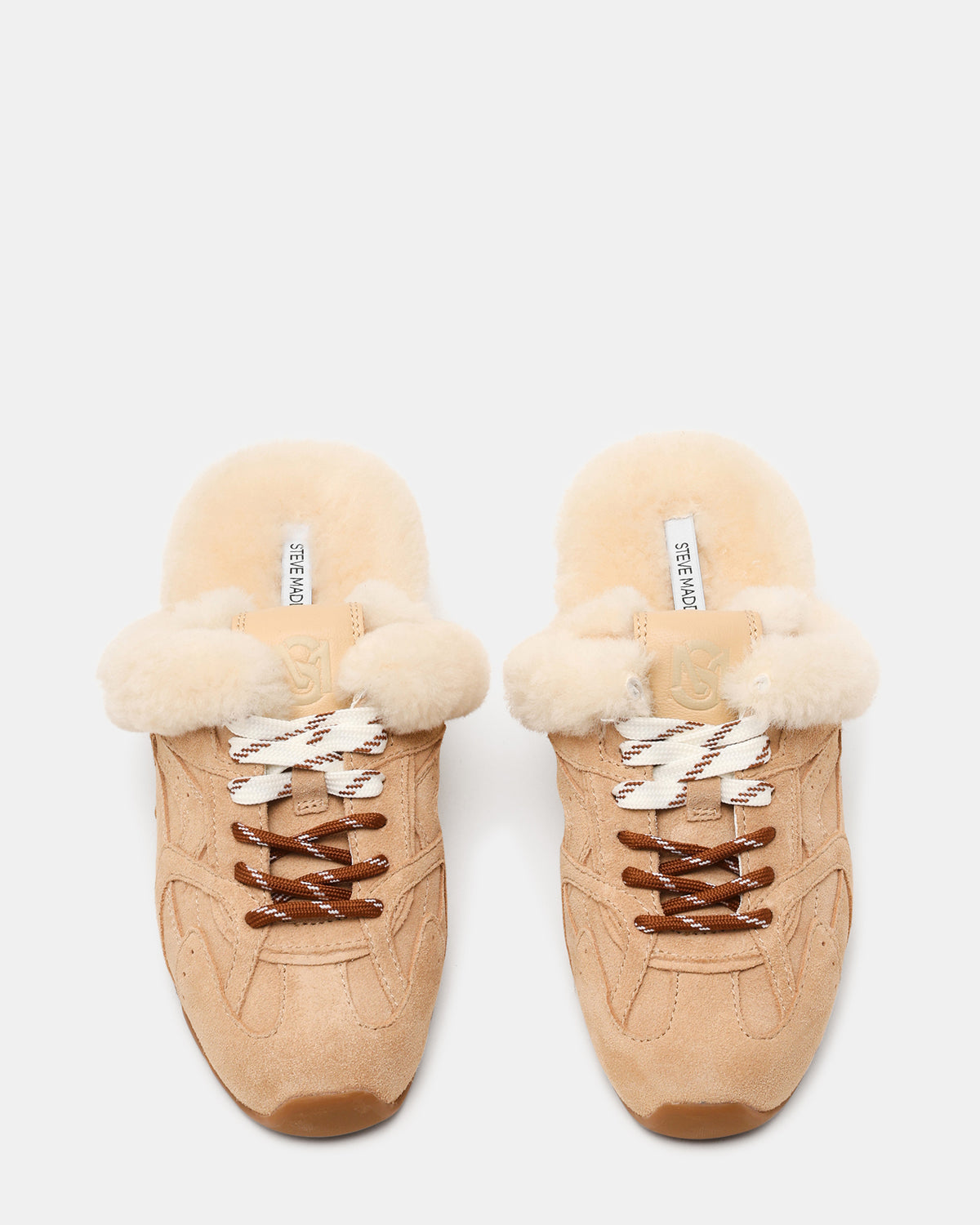 AZIEL MULE Faux Fur Natural Low-Top Lace-Up Slip-On Women's Sneaker
