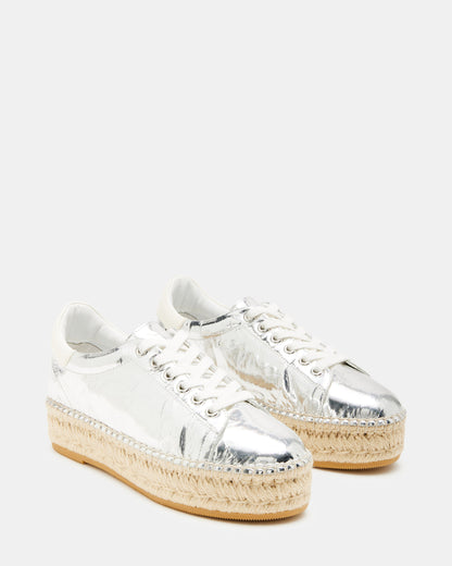 BECKY Silver Multi Women's Espadrille Platform Casual Sneakers