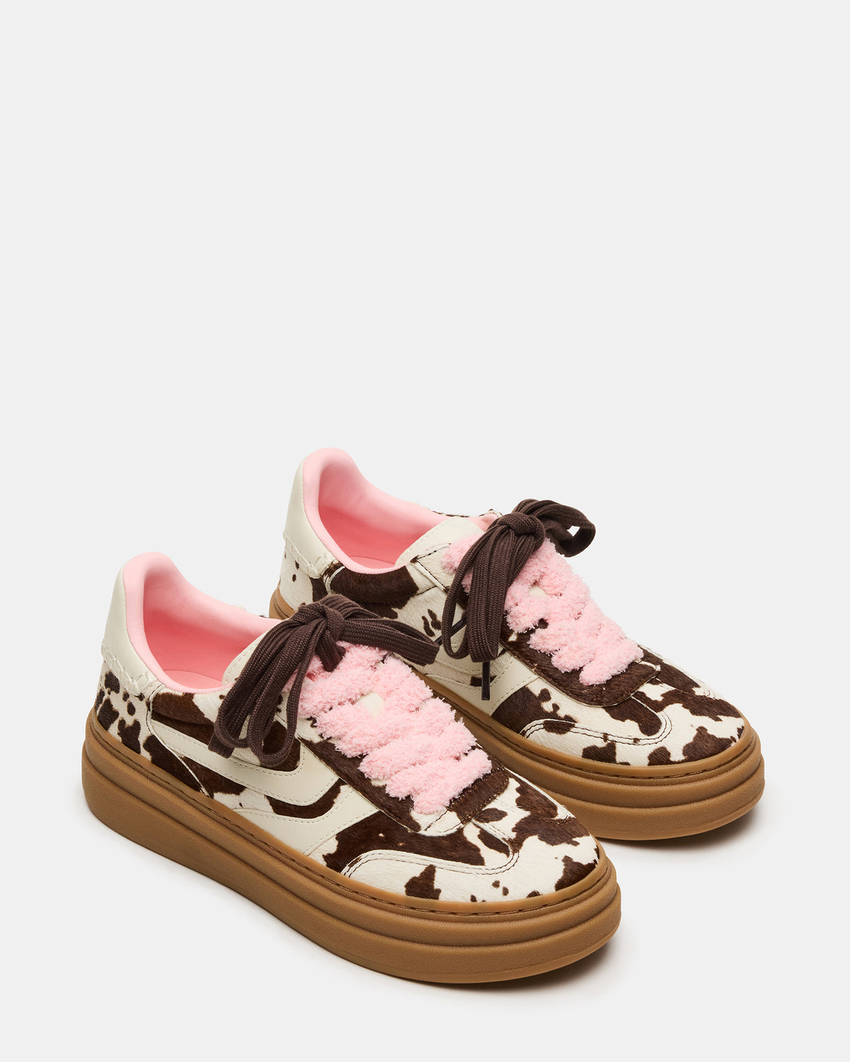 DODGE Brown Cow Print Low-Top Platform Women's Sneaker