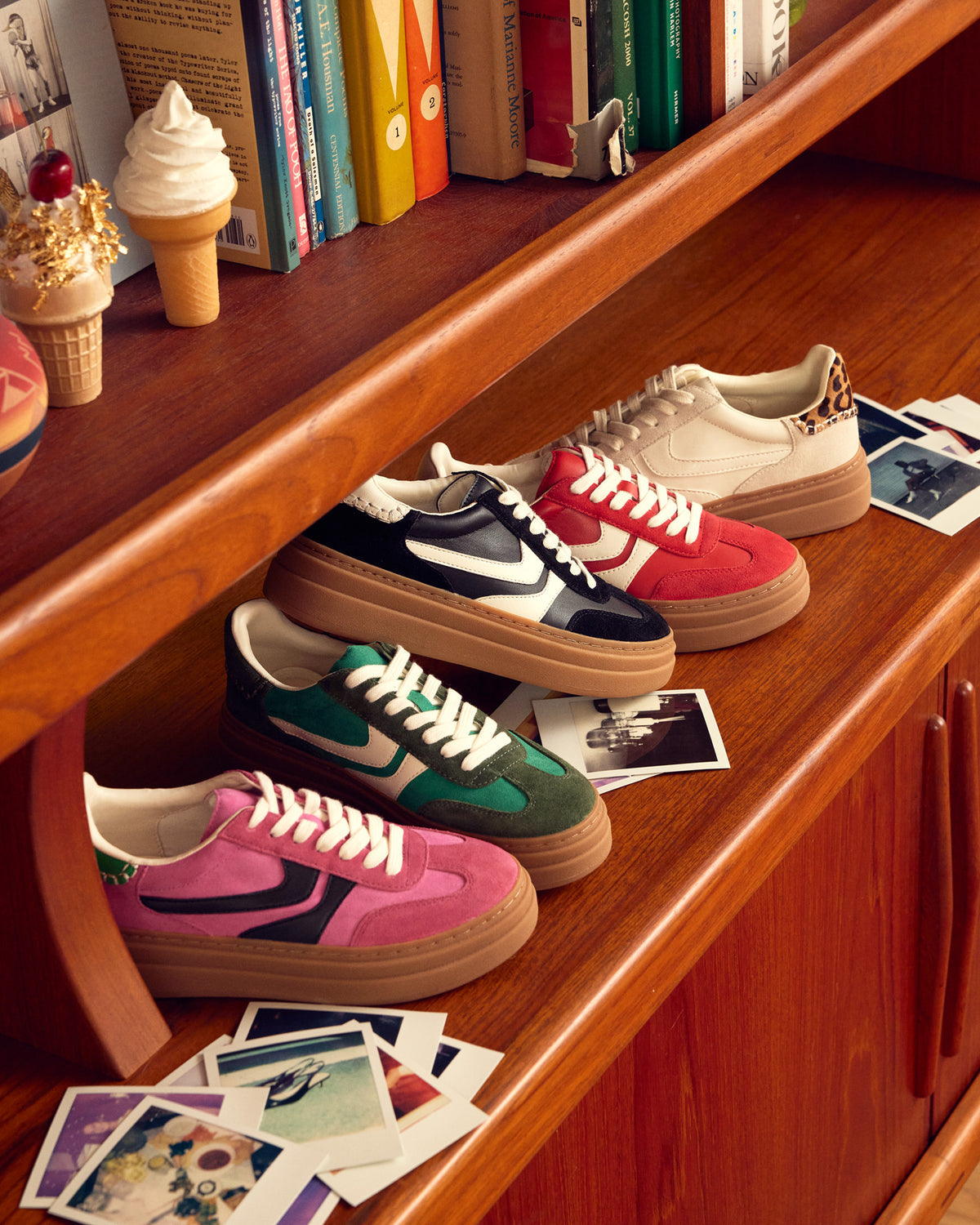 DODGE Pink Multi Low-Top Platform Women's Sneaker