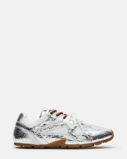 AZIEL Silver Low-Top Lace-Up Women's Sneakers
