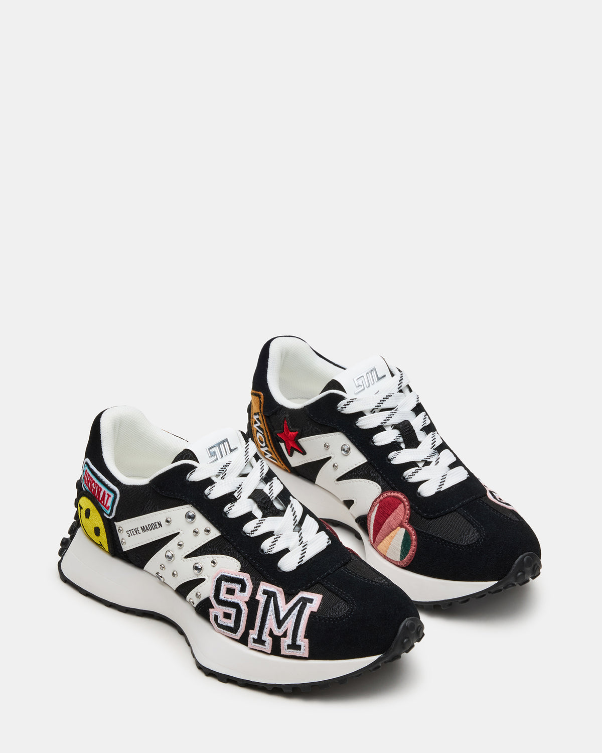 CAMPO Black Multi Patches Lace-Up Women's Sneaker