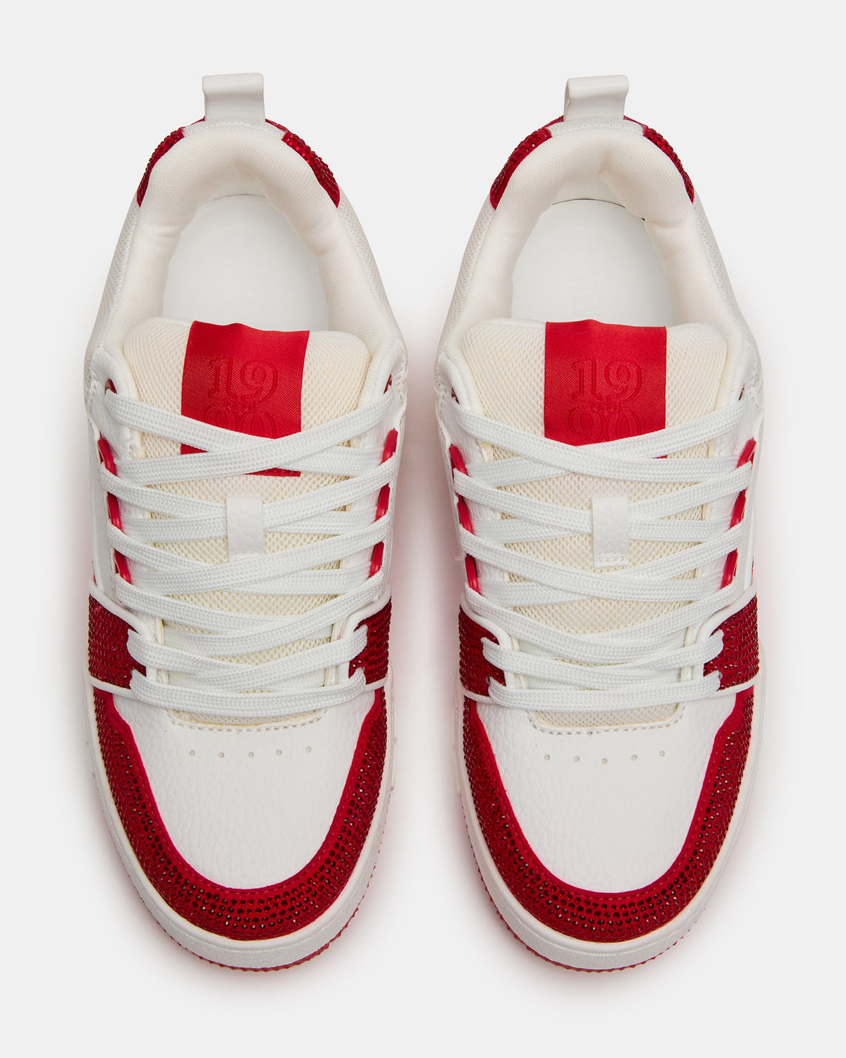 SKATER Red/White Rhinestones Low-Top Lace-Up Women's Sneaker