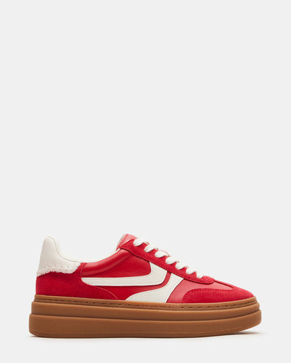 DODGE Red Multi Low-Top Platform Women's Sneaker